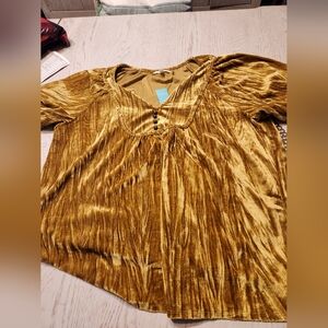 Maurices Gold Velour Boho Top Small NWT